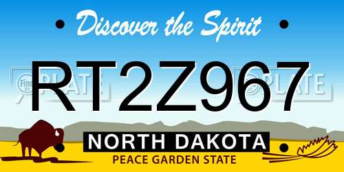 RT2Z967 North Dakota License Plate