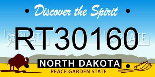 RT30160 North Dakota License Plate
