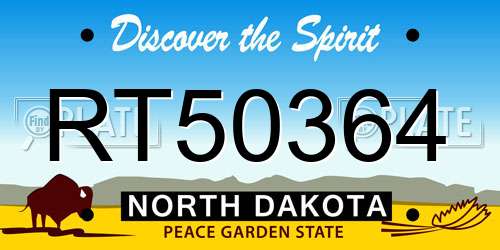 RT50364 North Dakota License Plate