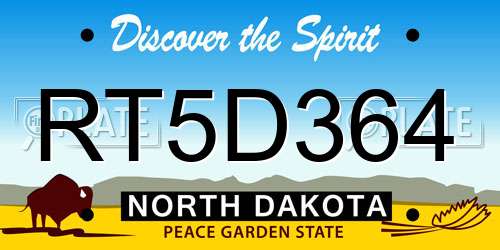 RT5D364 North Dakota License Plate