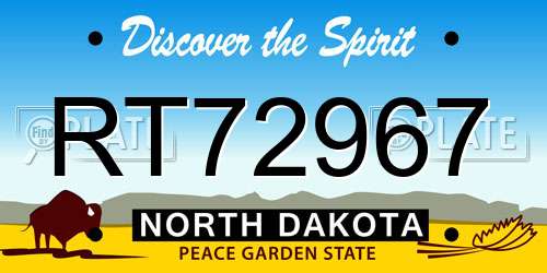 RT72967 North Dakota License Plate