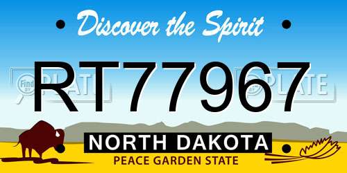 RT77967 North Dakota License Plate