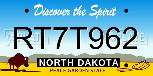 RT7T962 North Dakota License Plate
