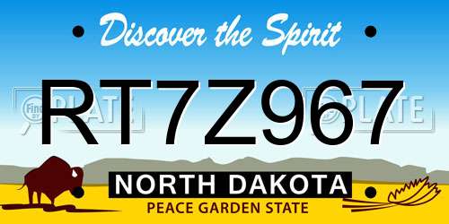 RT7Z967 North Dakota License Plate