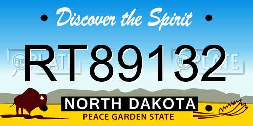 RT89132 North Dakota License Plate