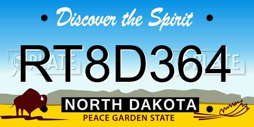 RT8D364 North Dakota License Plate