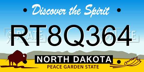 RT8Q364 North Dakota License Plate