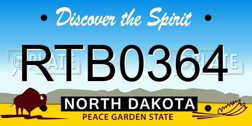 RTB0364 North Dakota License Plate