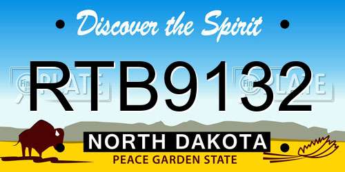 RTB9132 North Dakota License Plate