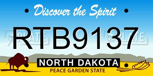 RTB9137 North Dakota License Plate