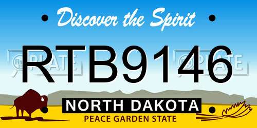 RTB9146 North Dakota License Plate