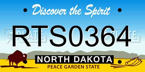 RTS0364 North Dakota License Plate