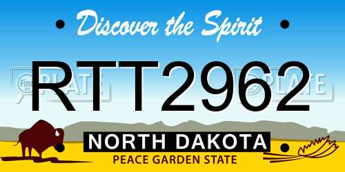 RTT2962 North Dakota License Plate