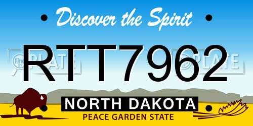 RTT7962 North Dakota License Plate