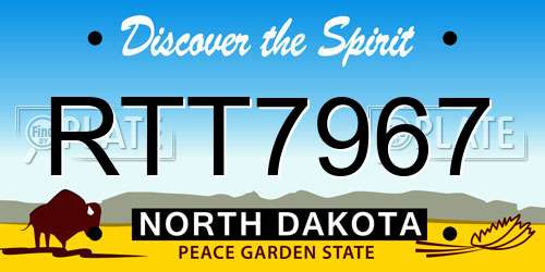 RTT7967 North Dakota License Plate