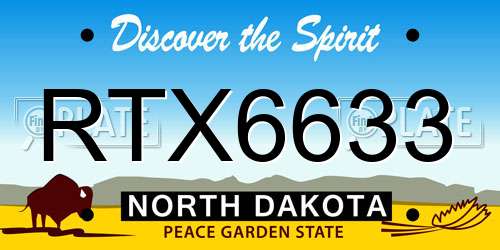 RTX6633 North Dakota License Plate