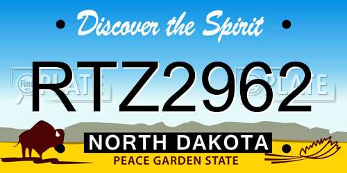 RTZ2962 North Dakota License Plate