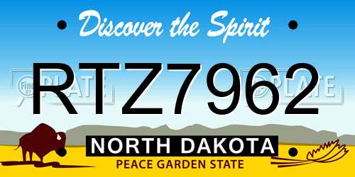 RTZ7962 North Dakota License Plate
