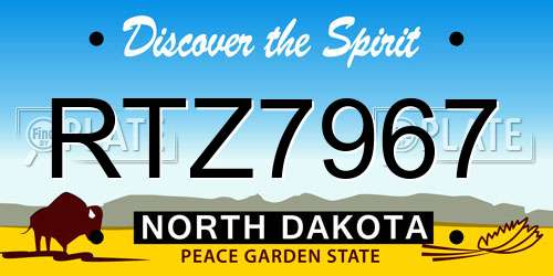 RTZ7967 North Dakota License Plate