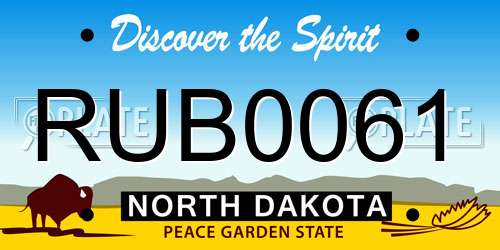 RUB0061 North Dakota License Plate