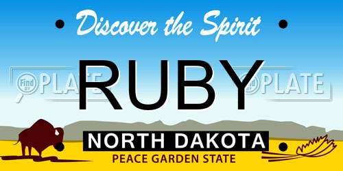 RUBY North Dakota License Plate