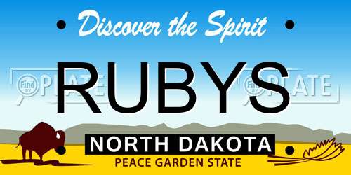 RUBYS North Dakota License Plate