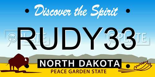 RUDY33 North Dakota License Plate