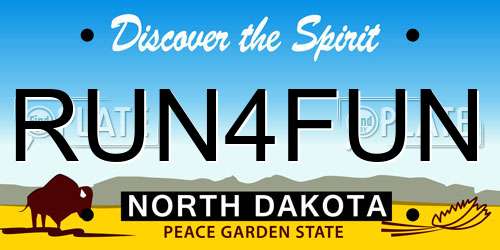RUN4FUN North Dakota License Plate