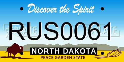 RUS0061 North Dakota License Plate