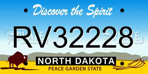 RV32228 North Dakota License Plate