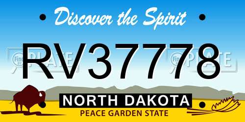 RV37778 North Dakota License Plate