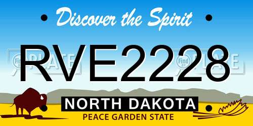 RVE2228 North Dakota License Plate