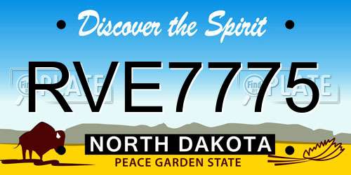 RVE7775 North Dakota License Plate