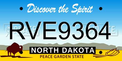 RVE9364 North Dakota License Plate