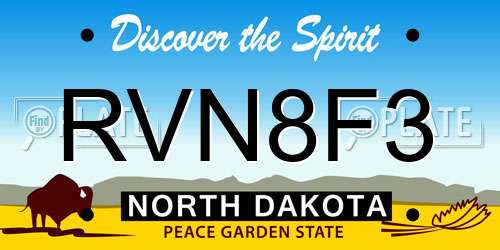 RVN8F3 North Dakota License Plate