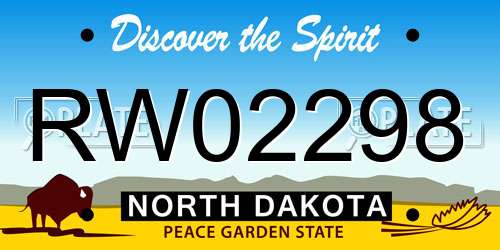 RW02298 North Dakota License Plate