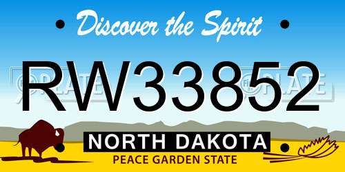 RW33852 North Dakota License Plate