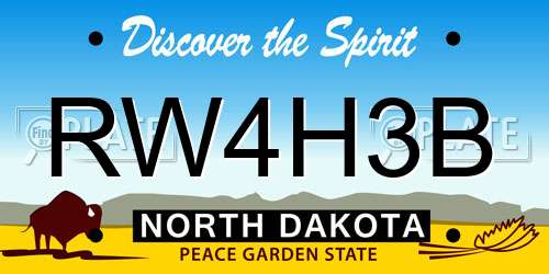 RW4H3B North Dakota License Plate
