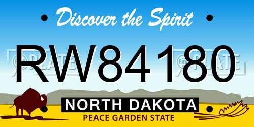 RW84180 North Dakota License Plate