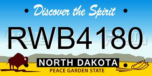 RWB4180 North Dakota License Plate