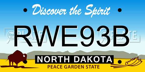 RWE93B North Dakota License Plate