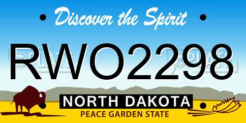 RWO2298 North Dakota License Plate