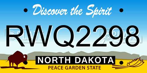 RWQ2298 North Dakota License Plate