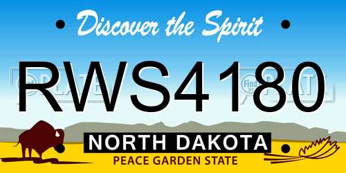 RWS4180 North Dakota License Plate