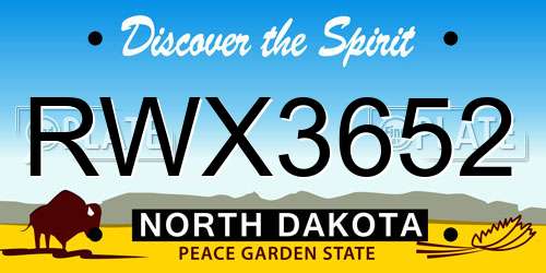 RWX3652 North Dakota License Plate