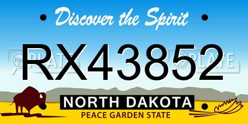 RX43852 North Dakota License Plate