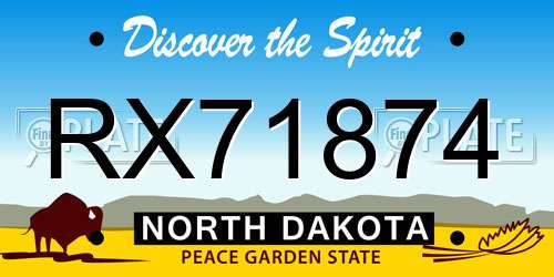 RX71874 North Dakota License Plate