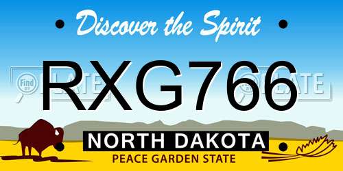 RXG766 North Dakota License Plate