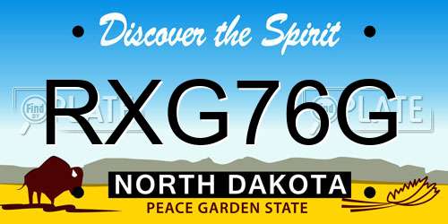 RXG76G North Dakota License Plate