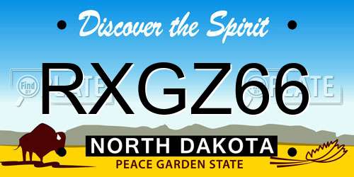RXGZ66 North Dakota License Plate